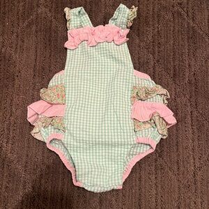 Green and Pink Gingham Ruffle Baby Bubble